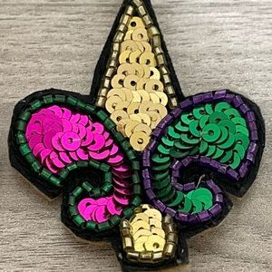 🎉❤️Mardi Gras Multicolor Sequin Fleur De Lis Earrings